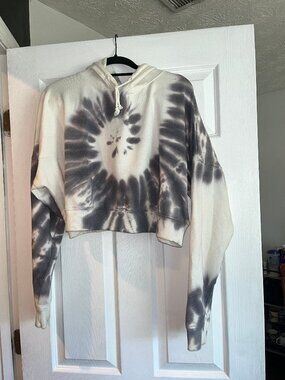 Tie Dye White & Dark Gray Cropped sz XX Large Hoodie Aeropostale